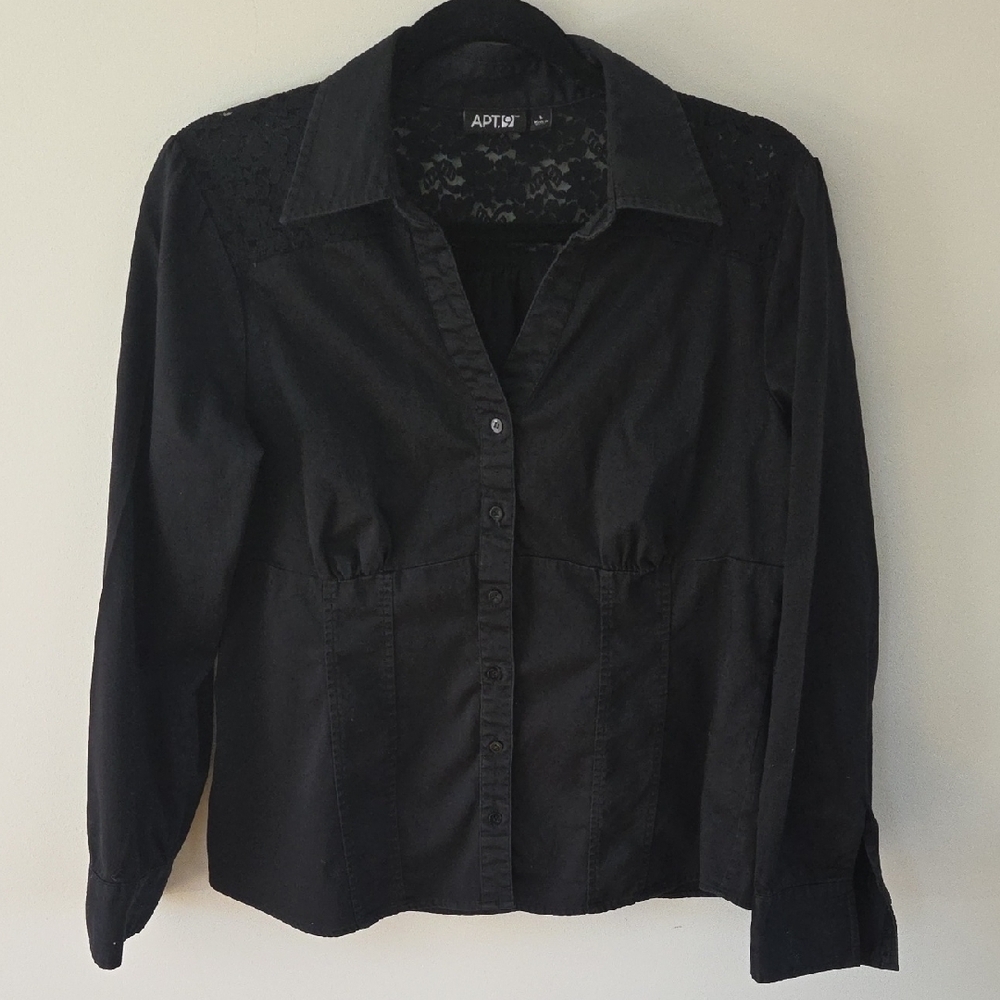 Apt. 9 Black Lace Accent Blouse